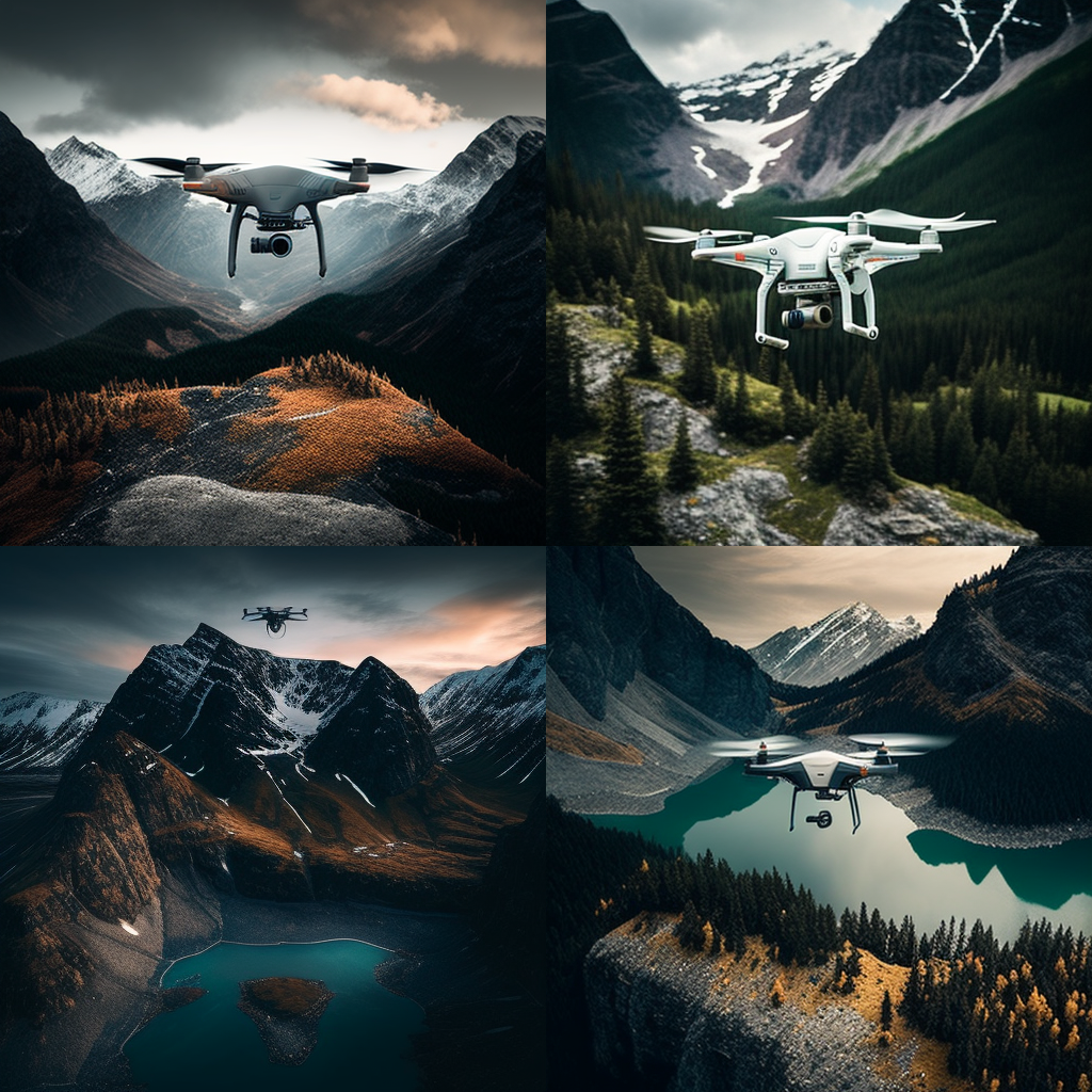 dji drone flying near a mountain