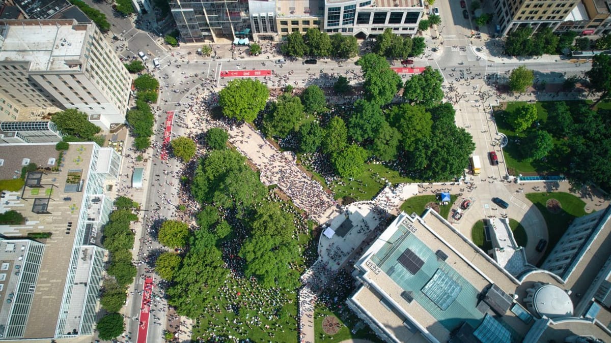 “No Kings” Was the Biggest Protest in U.S. History — Aerial Views Over Madison, WI